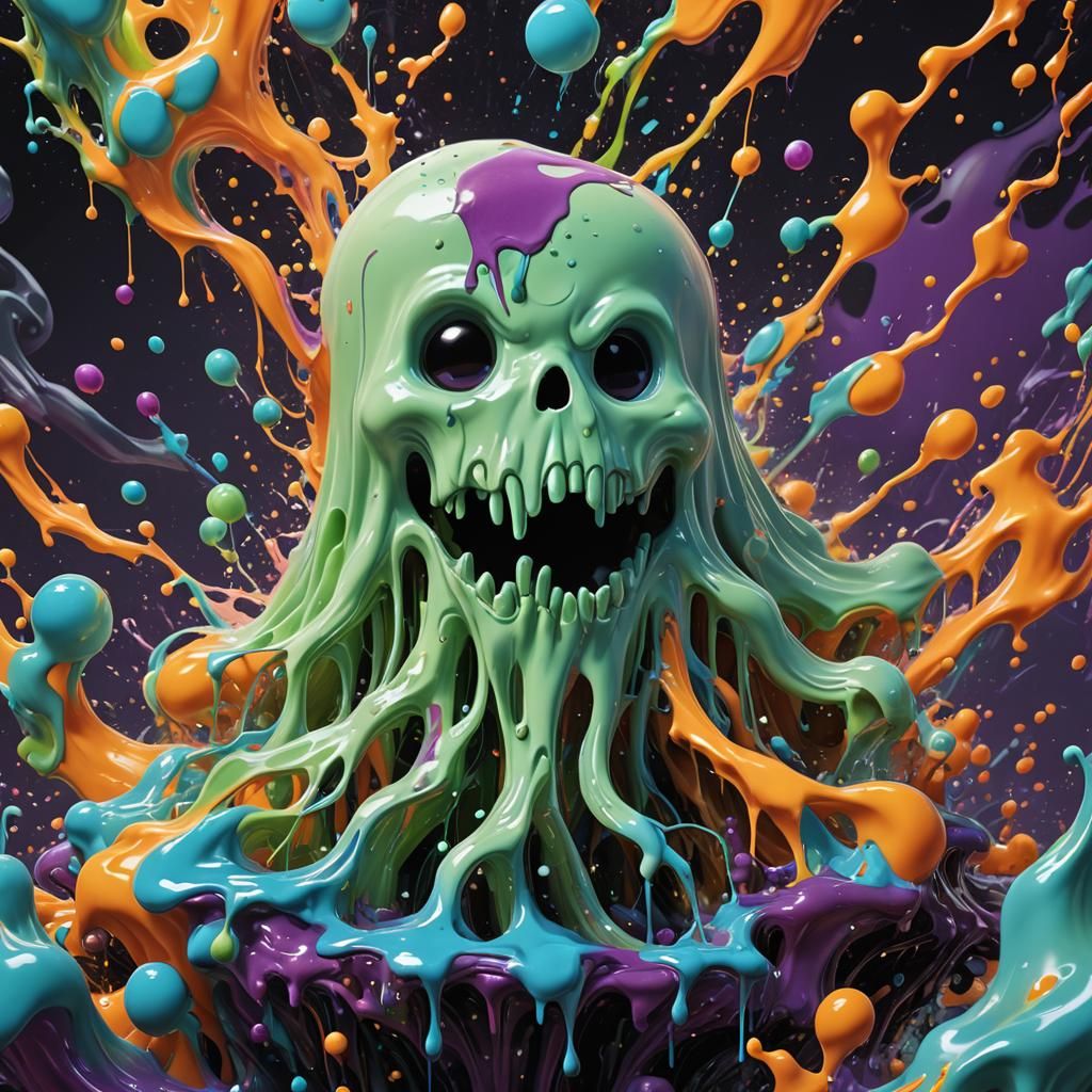 Quirky Ghost Liquid Portrait in Pixar Splash Style