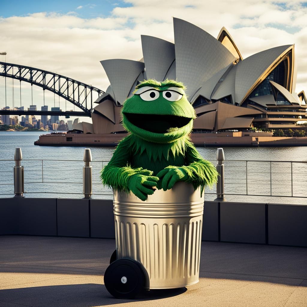 Oscar the Grouch Visits Sydney Opera House