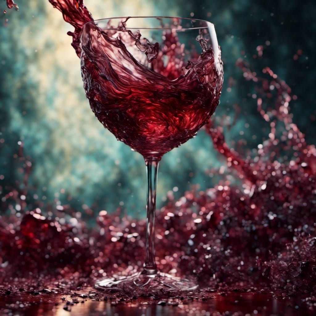 Hyperrealistic Red Wine Glass: Intricate Detail, High Contra...