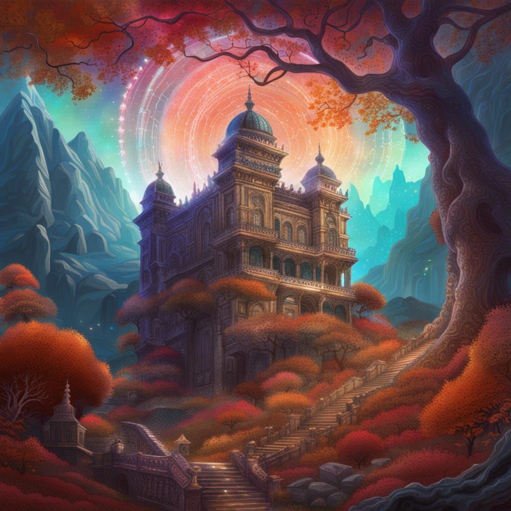 Cursed Autumn Palace: Holographic Astral Illustration