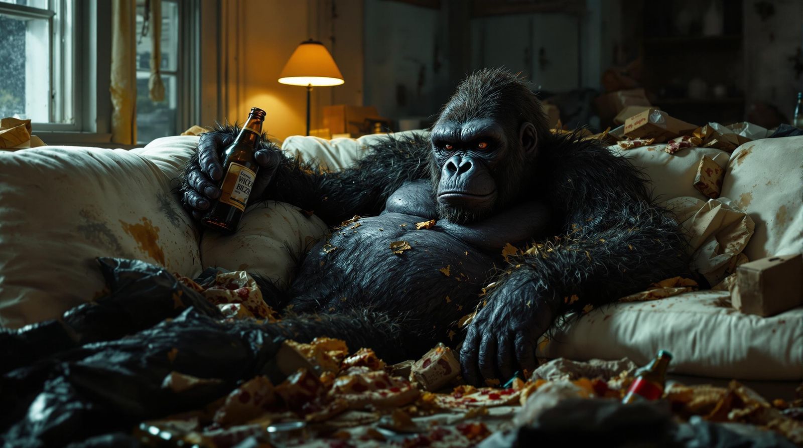 Hyperrealistic 3D Gorilla with Beer Bottle