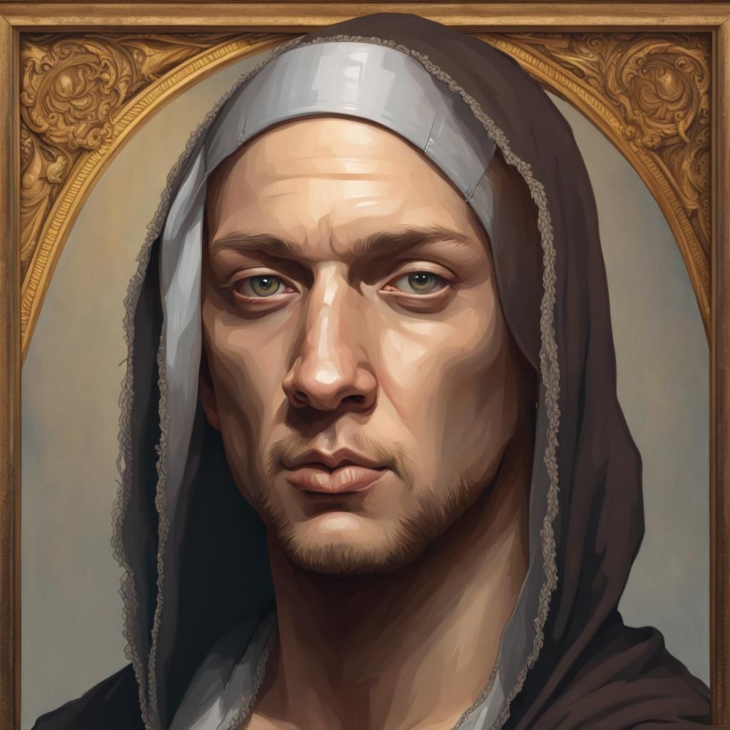 Eminem as Mona Lisa: Detailed 8k Portrait