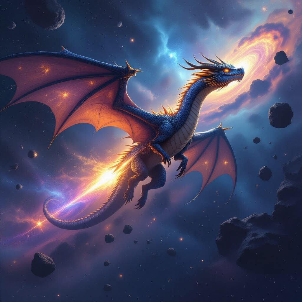 Cosmic Dragon Soaring Through Galaxies