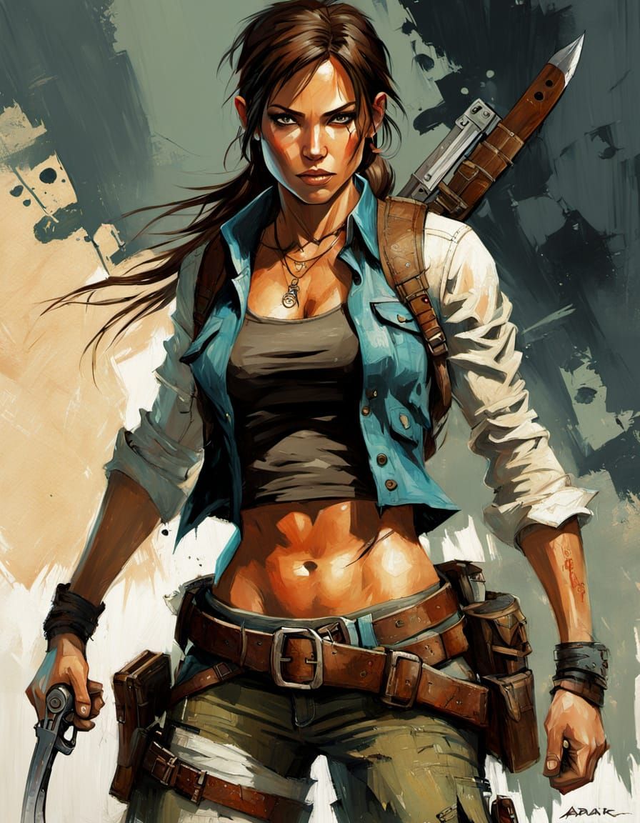 Grunge Pirate Lara Croft in Action