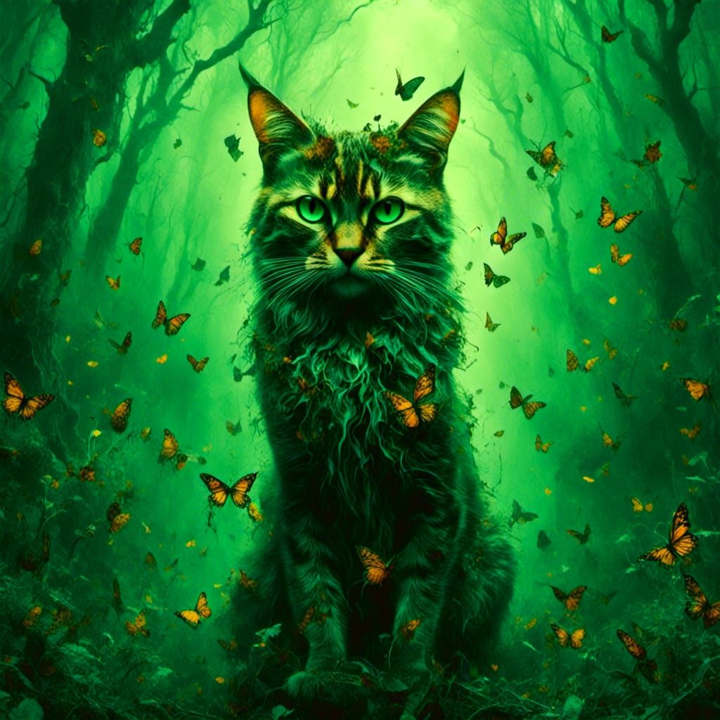Fantasy Cat Portrait in Dreamlike Style