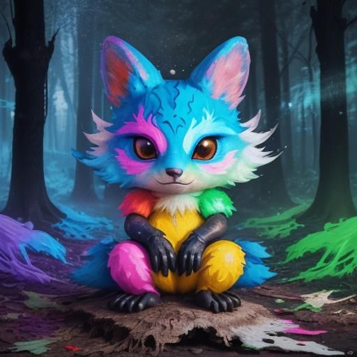 Colorful Graffiti Woodland Creature in Cosmic Style