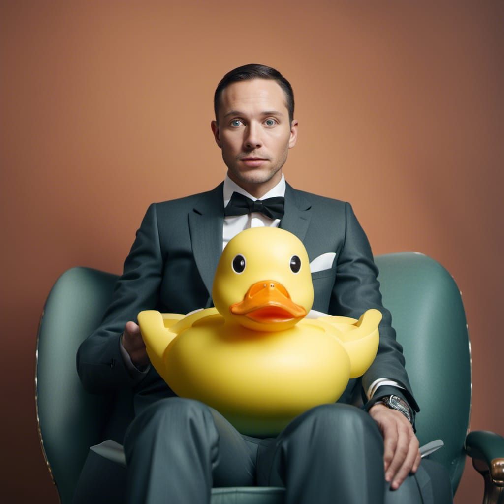 Man and Duck in Surreal Photo-Realistic Style