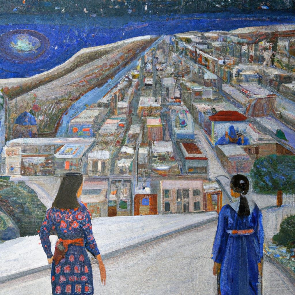 Snowy Night in Ancient Knossos: An Art Deco Vision