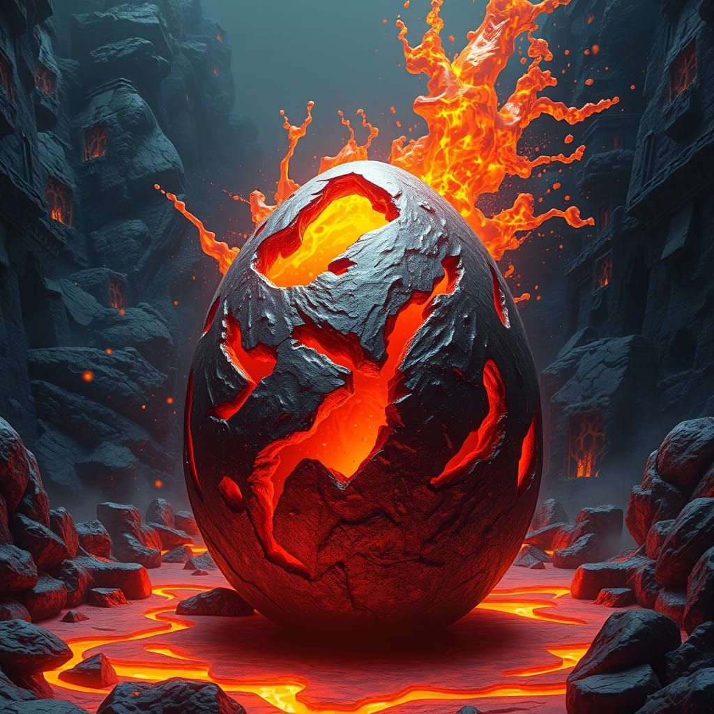 Ethereal Lava Egg in Deep Fantasy Colors