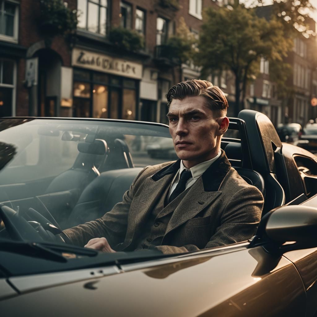 Thomas Shelby Drives Lamborghini: Cinematic Film Still