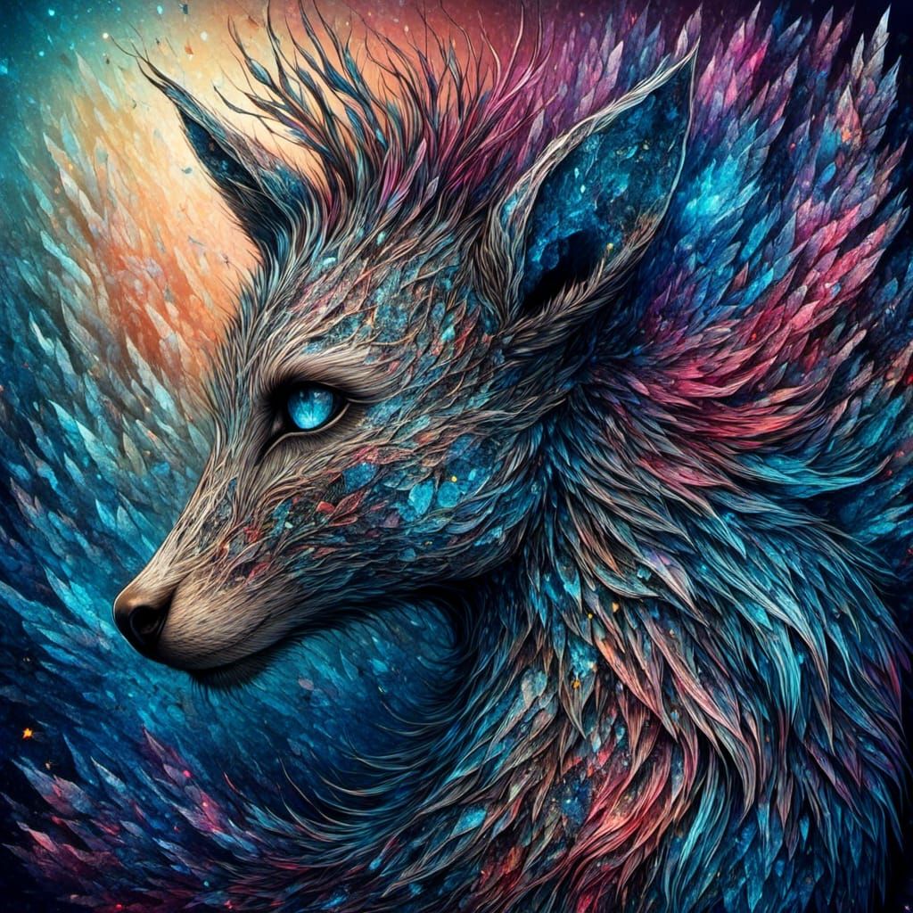 Colorful Zentangle Design on Dark Background