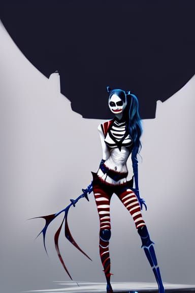 Harley Quinn as Sally Skellington: Dark Fantasy Art