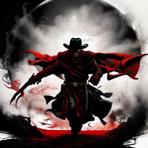 Gunslinger on Horseback with Ink Flow Effect