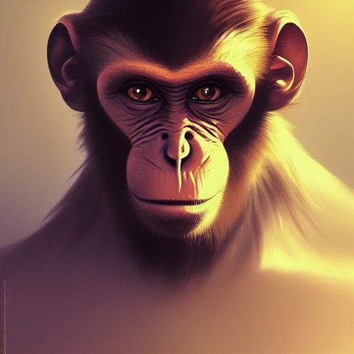 Monkey Family Portrait in Digital Art Style
