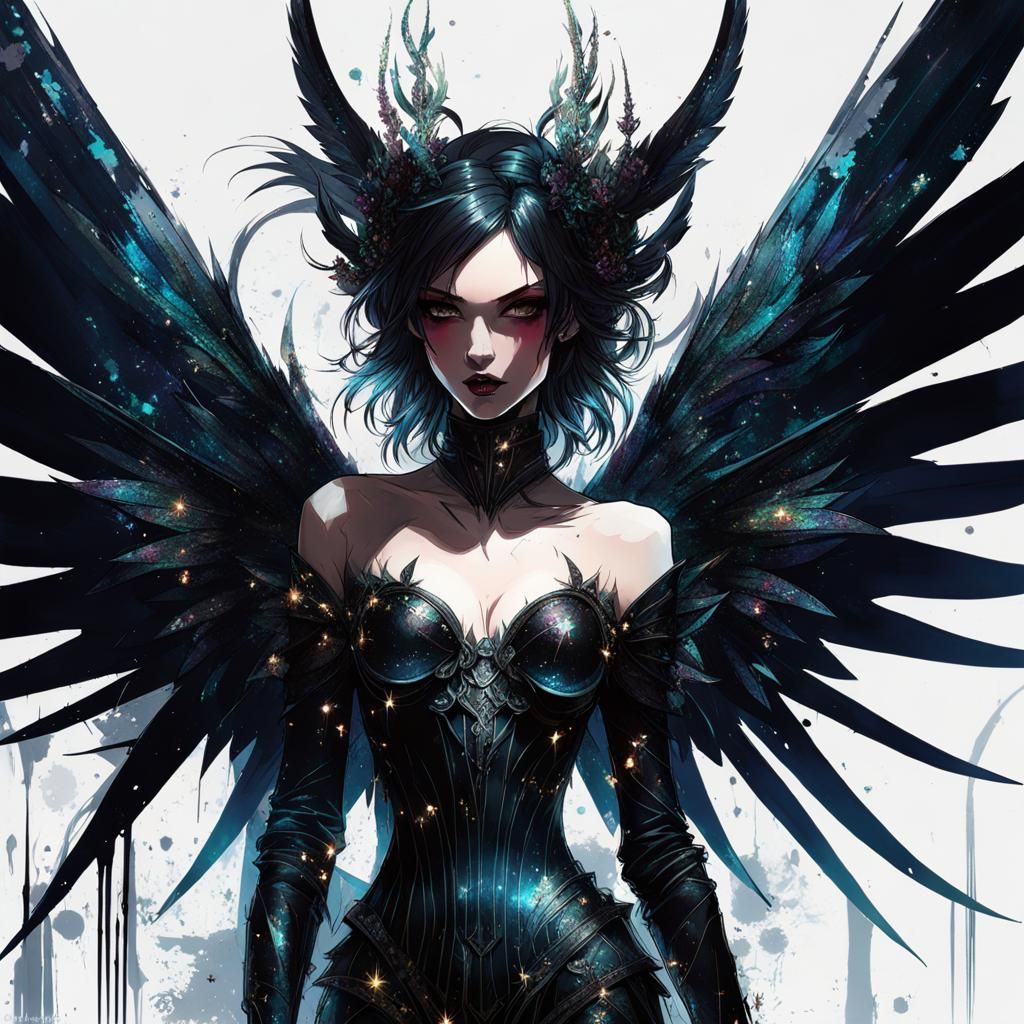 Sinister Dark Fairy Throws Glitter in Nightmare Landscape