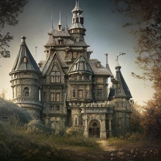 Detailed Haunted Castle in Extraterrestrial Environment