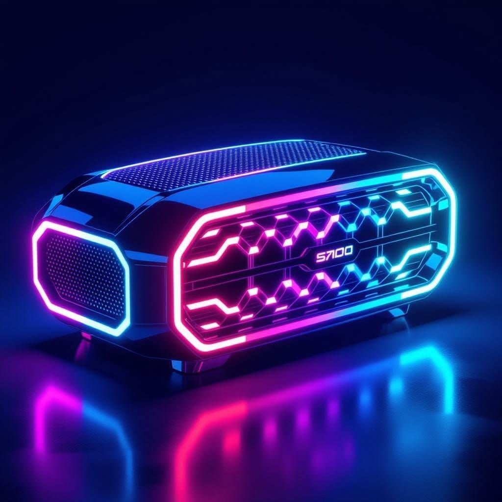 Futuristic Bluetooth Speaker with Dynamic Car-Inspired LED L...