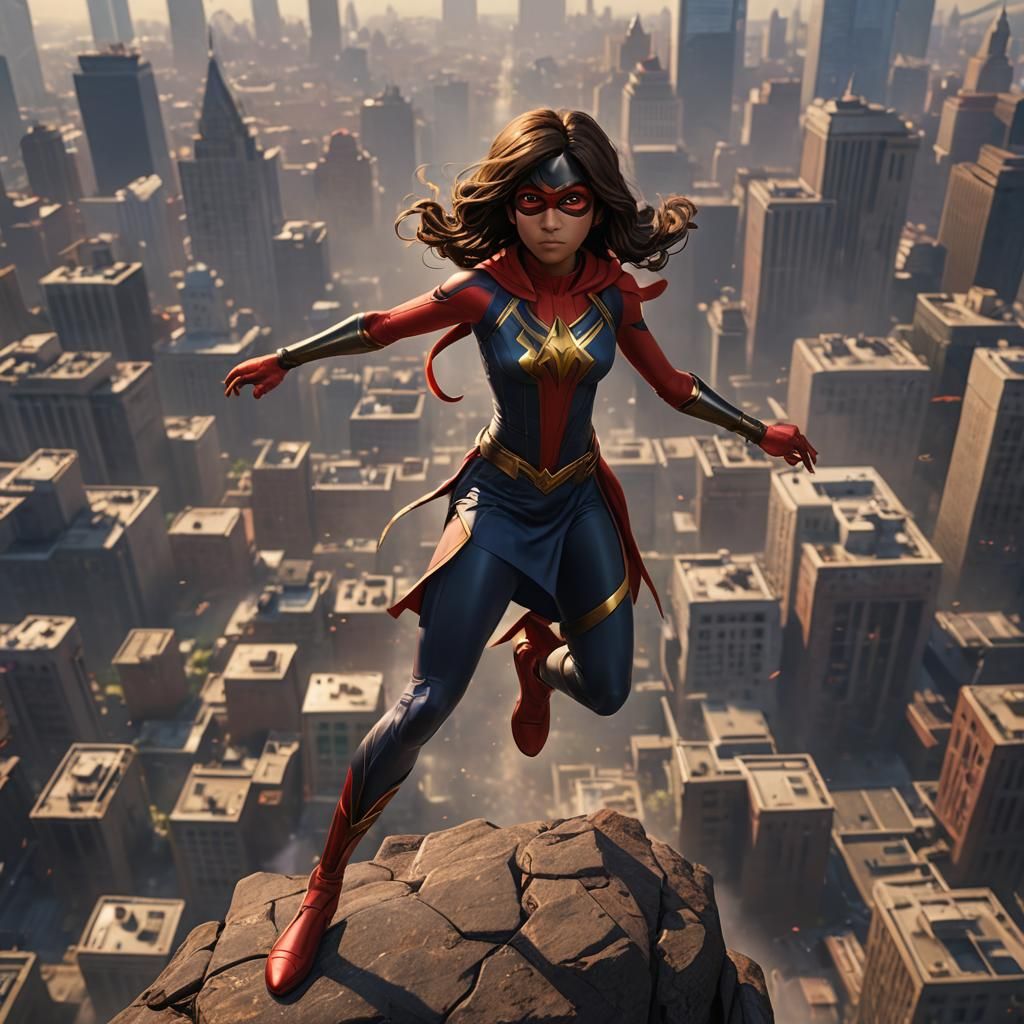Epic Cinematic Kamala Khan Pose in Digital Painting Style