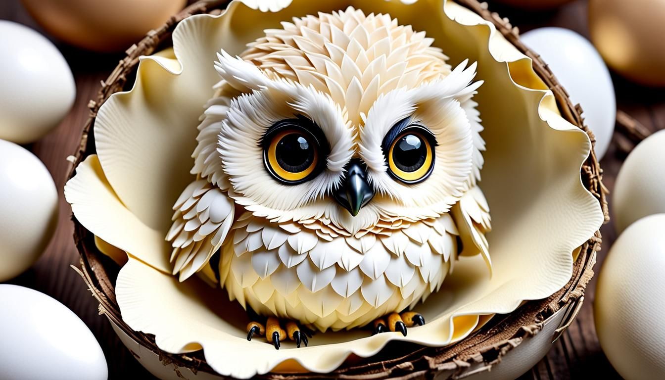 Adorable Hatchling: A Sweet Chibi Owl Portrait