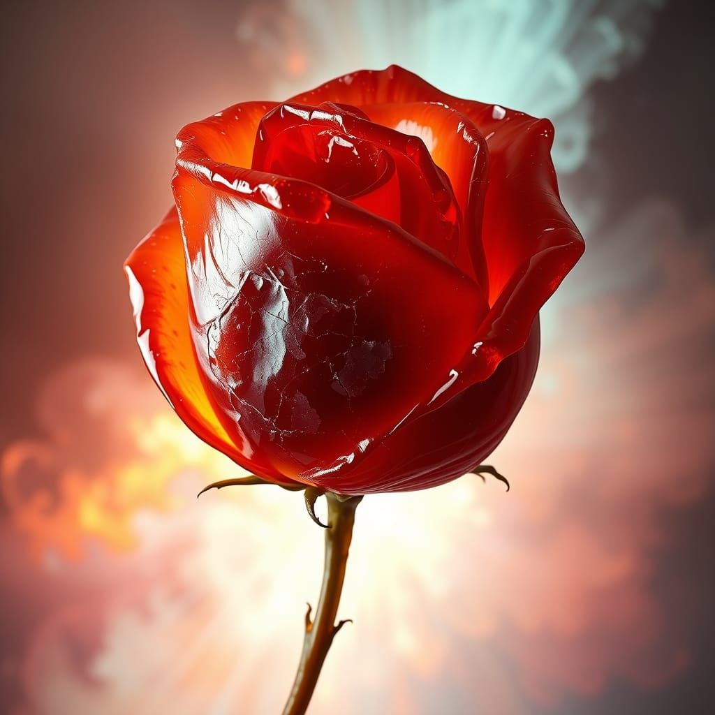 Hyperrealistic Carnelian Rose in Vibrant Colors