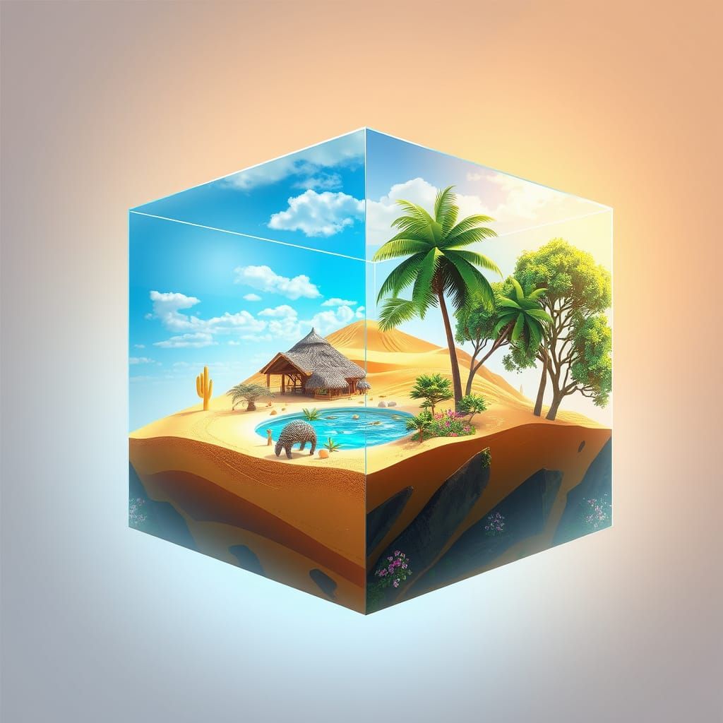 Surreal Microcosm with Harmonious Climate Transitions