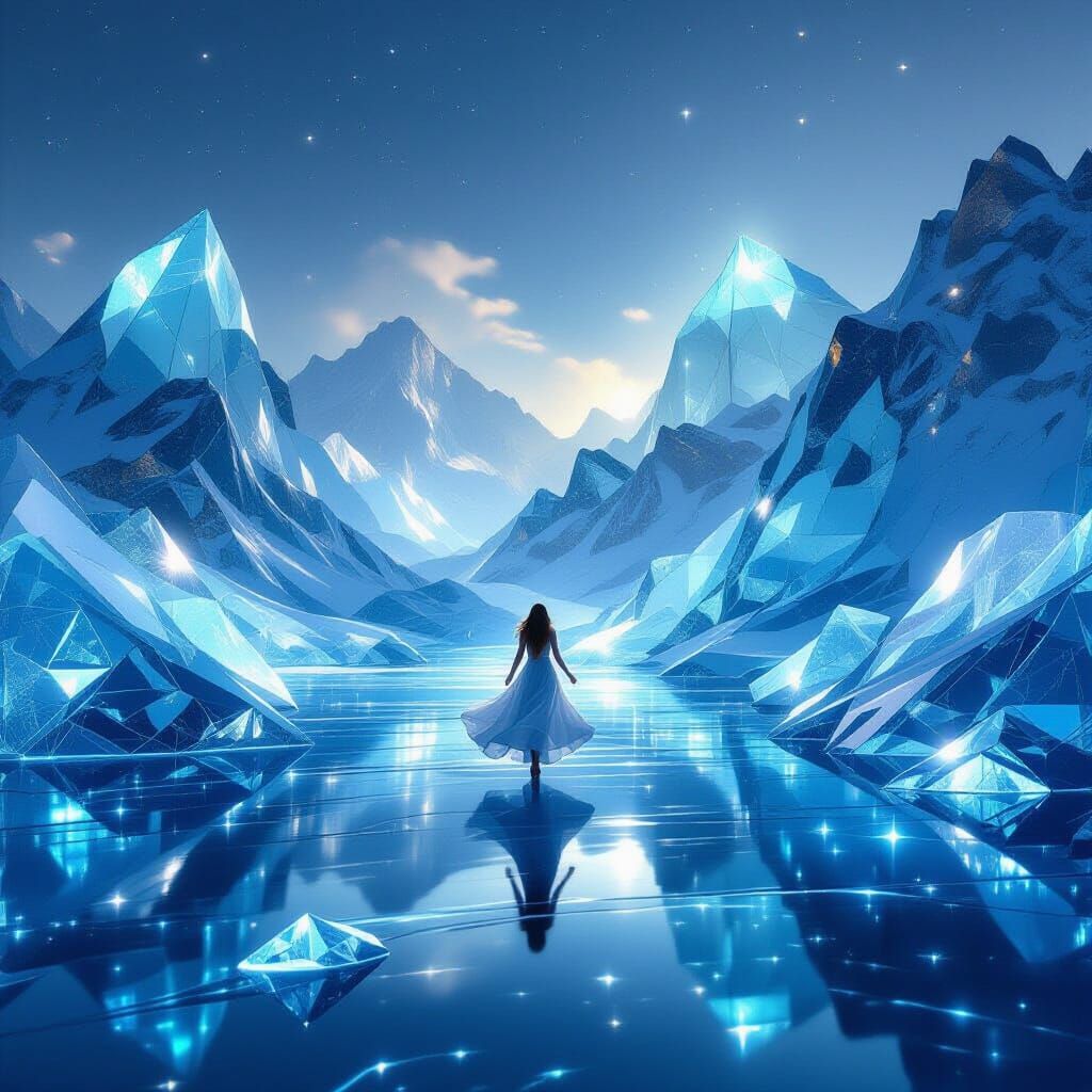 Dreams Dancing Among Luminous Glass Mountains