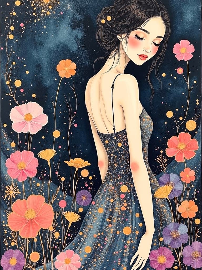 Meadow lady poppy dream portrait