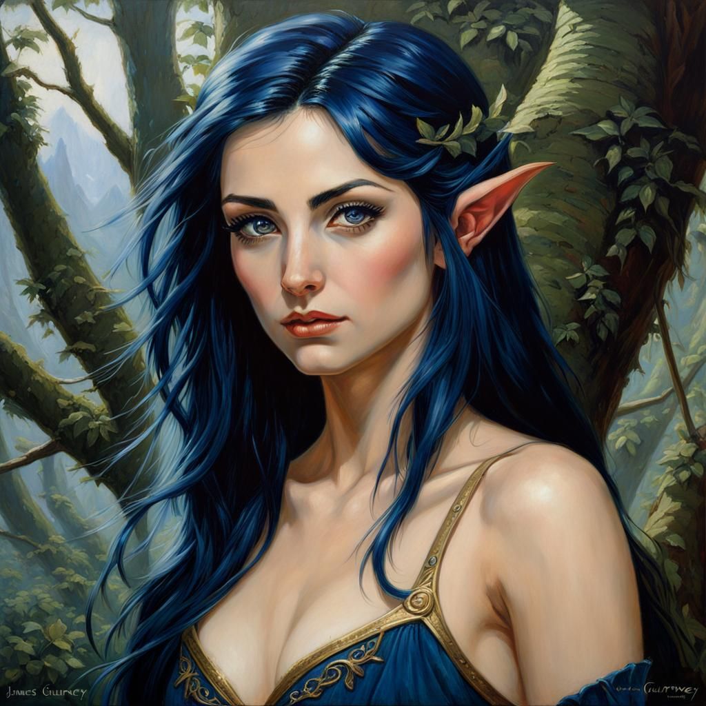 Elven Woman Portrait in Oil Painting Style