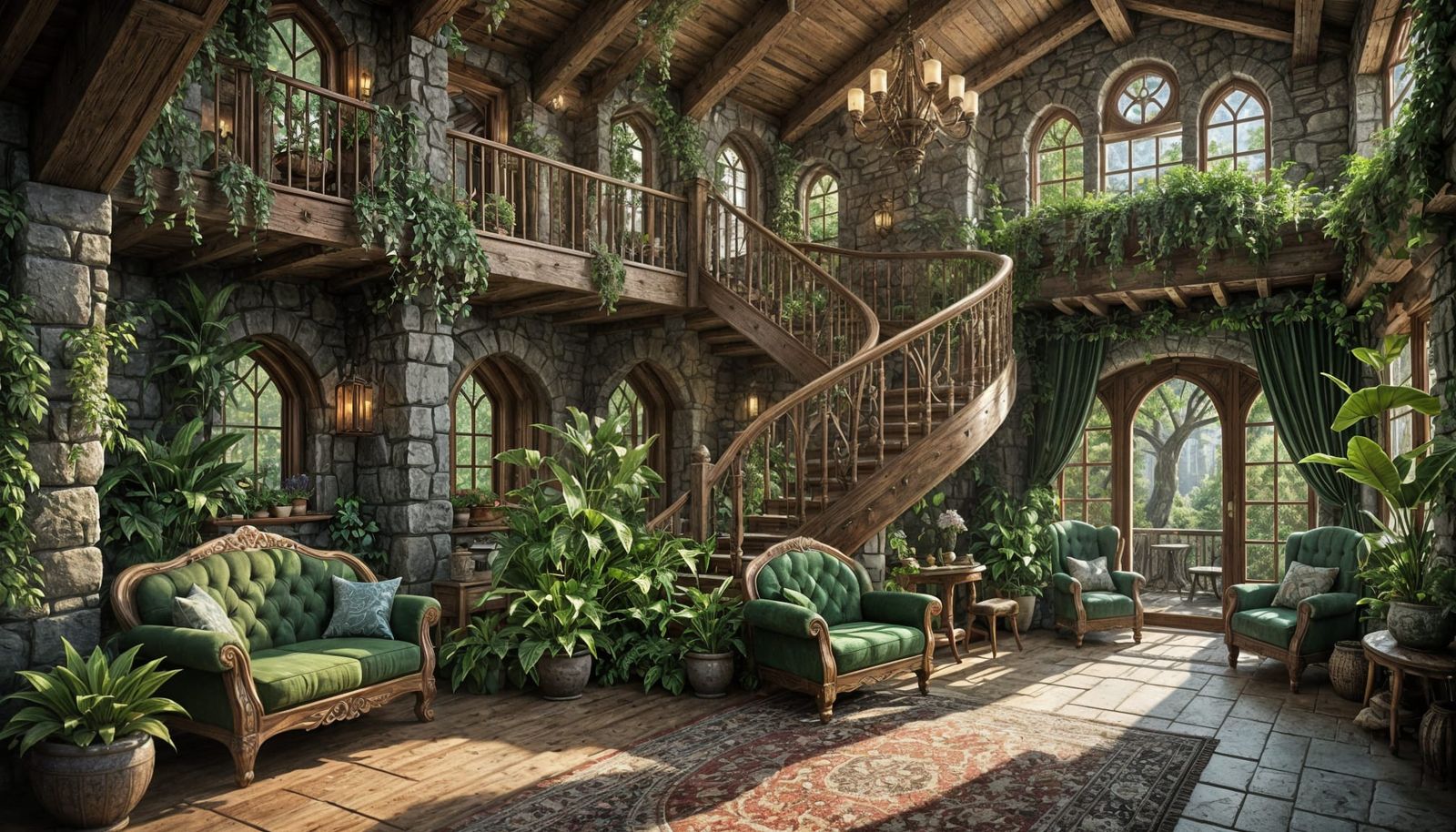 Whimsical Rustic Elven Cottage Living Space