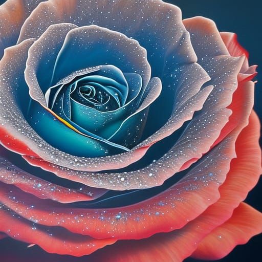 Epic Rose Against a Starry Universe as Oil Painting