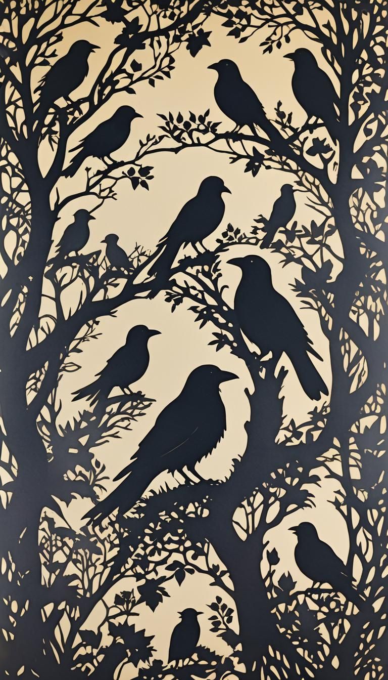 Raven Princess Silhouette in Impressionist Style