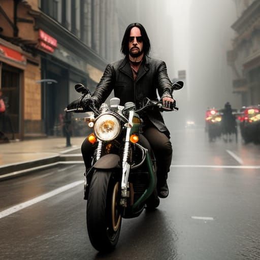 Keanu Reeves Rides Cyberpunk Cafe Racer