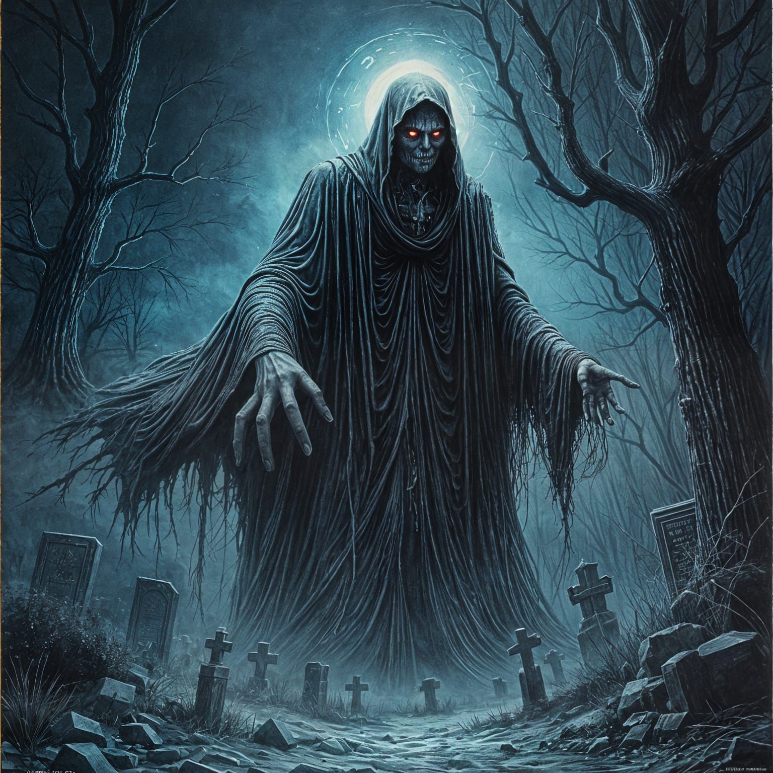 Frightful Ghost in Graveyard, Creepshow Comic Style