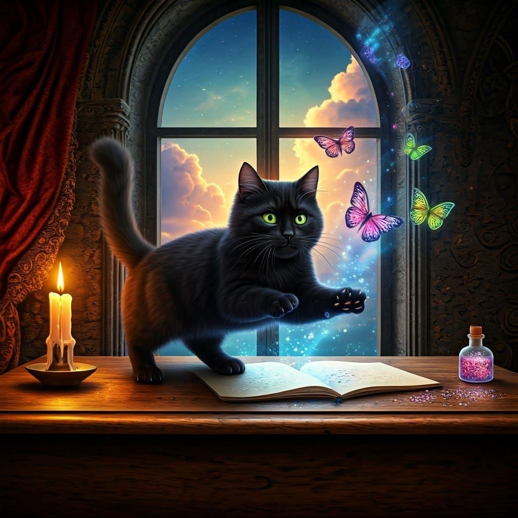 Whimsical Cat Embarks on Magical Adventure Amidst Celestial ...