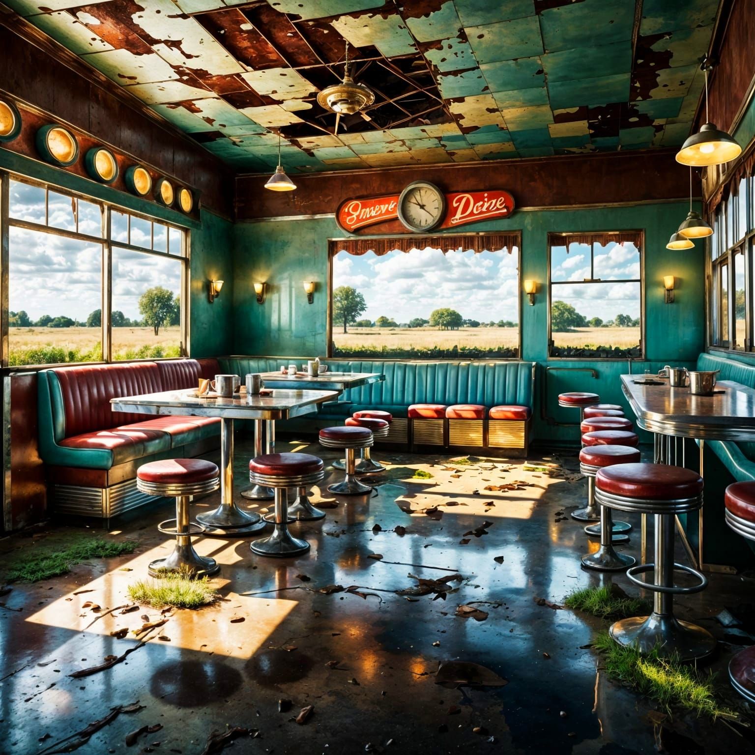 Sad Abandoned Diner Restaurant