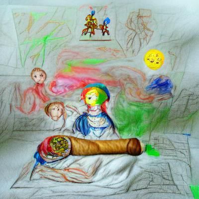 Renaissance-Style Child's Drawing: Wake and Bake