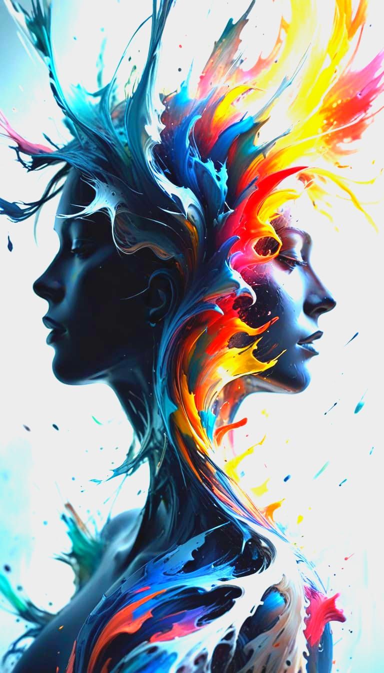 Abstract Painting with Renoir Brushstrokes and Light Effects