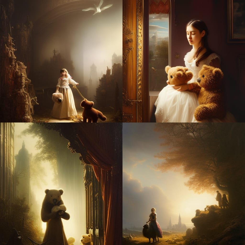 Haunted Teddy Bear in Abandoned Asylum: Surreal Horror Art