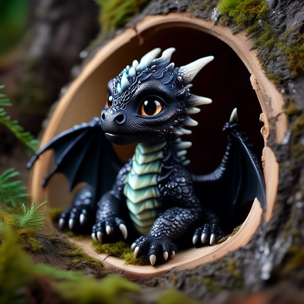 Little Black Dragon Hatchling in Magic Glen