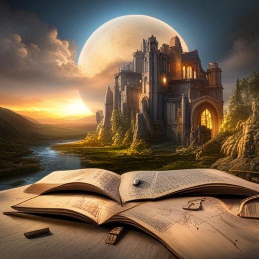 Picture Made of Ripped Book Pages: Matte Painting