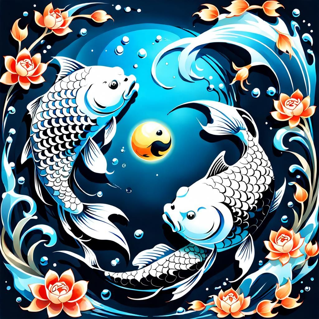 Yin and Yang Fish Illustration