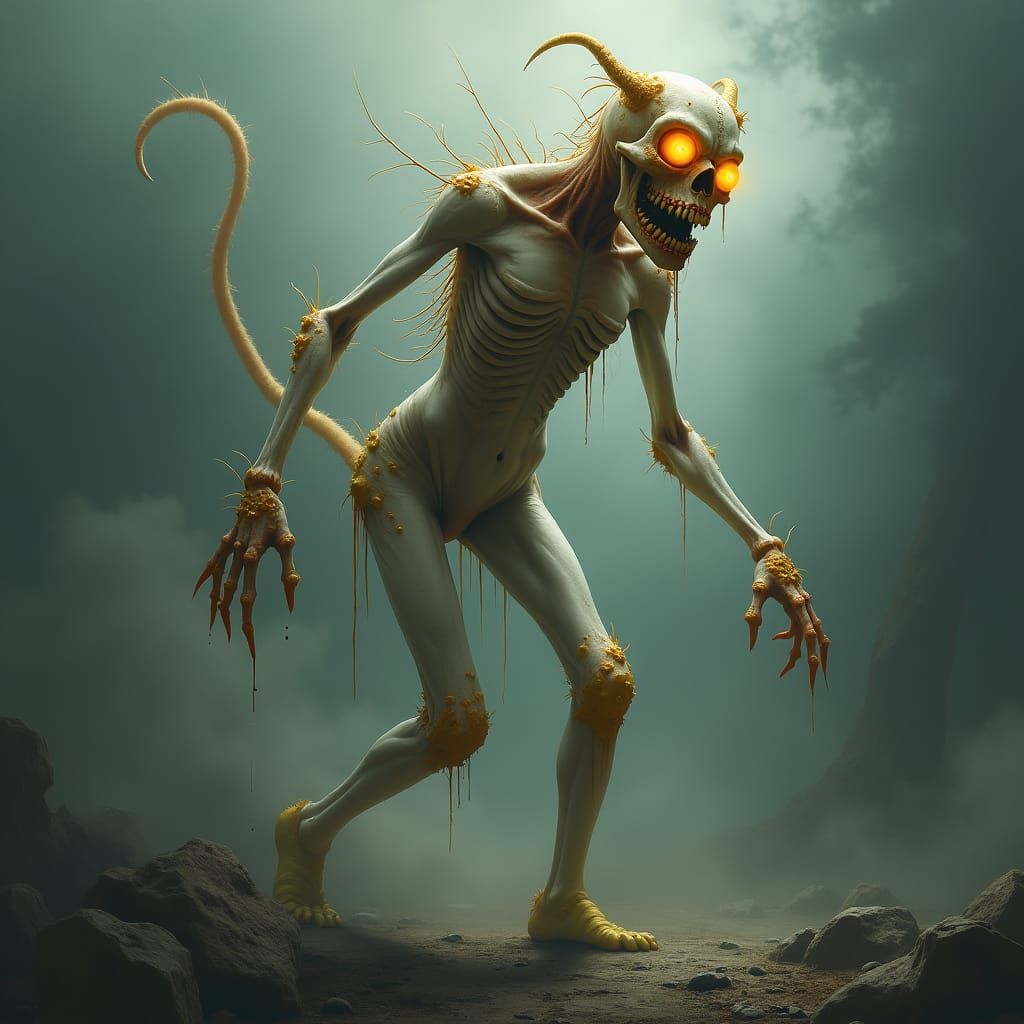 Towering Demon Figure in Dark Fantasy Style