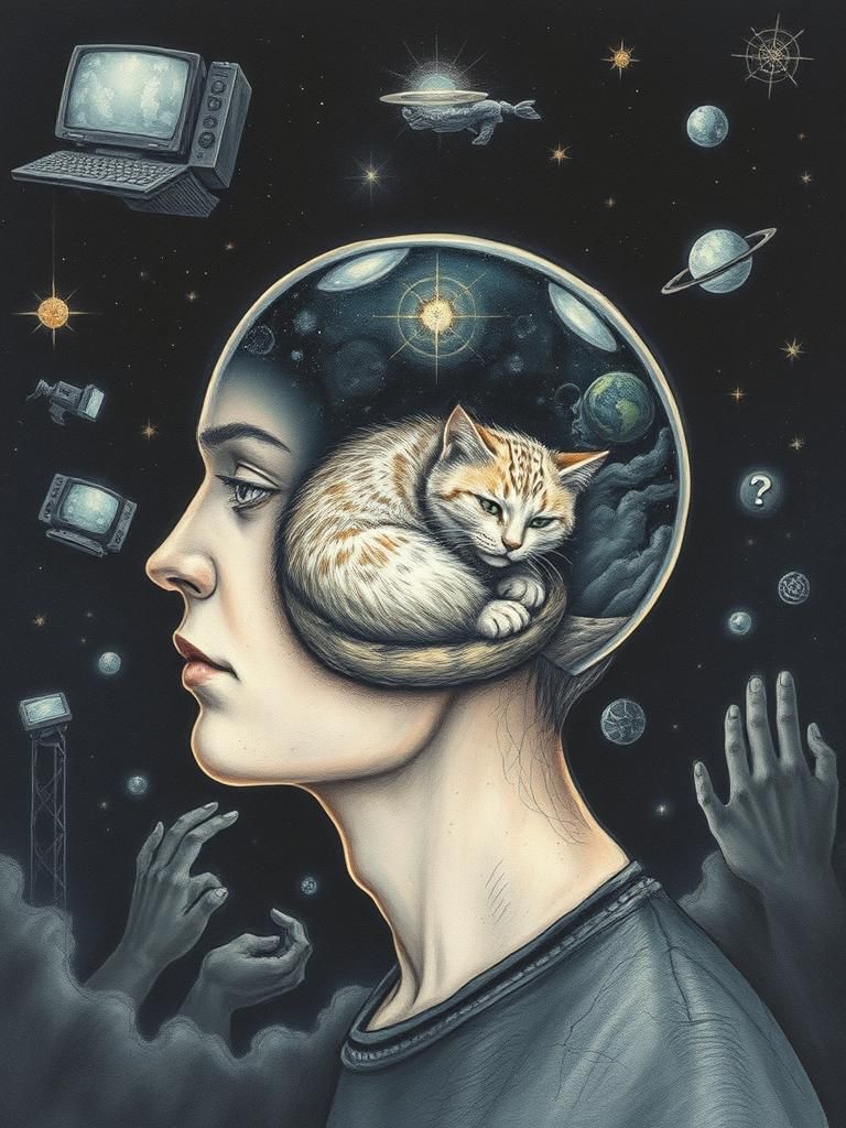 Surreal Man with Cozy Space Head