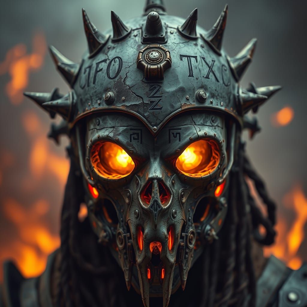 Wasteland Shaman-Warrior Portrait in Steampunk Style