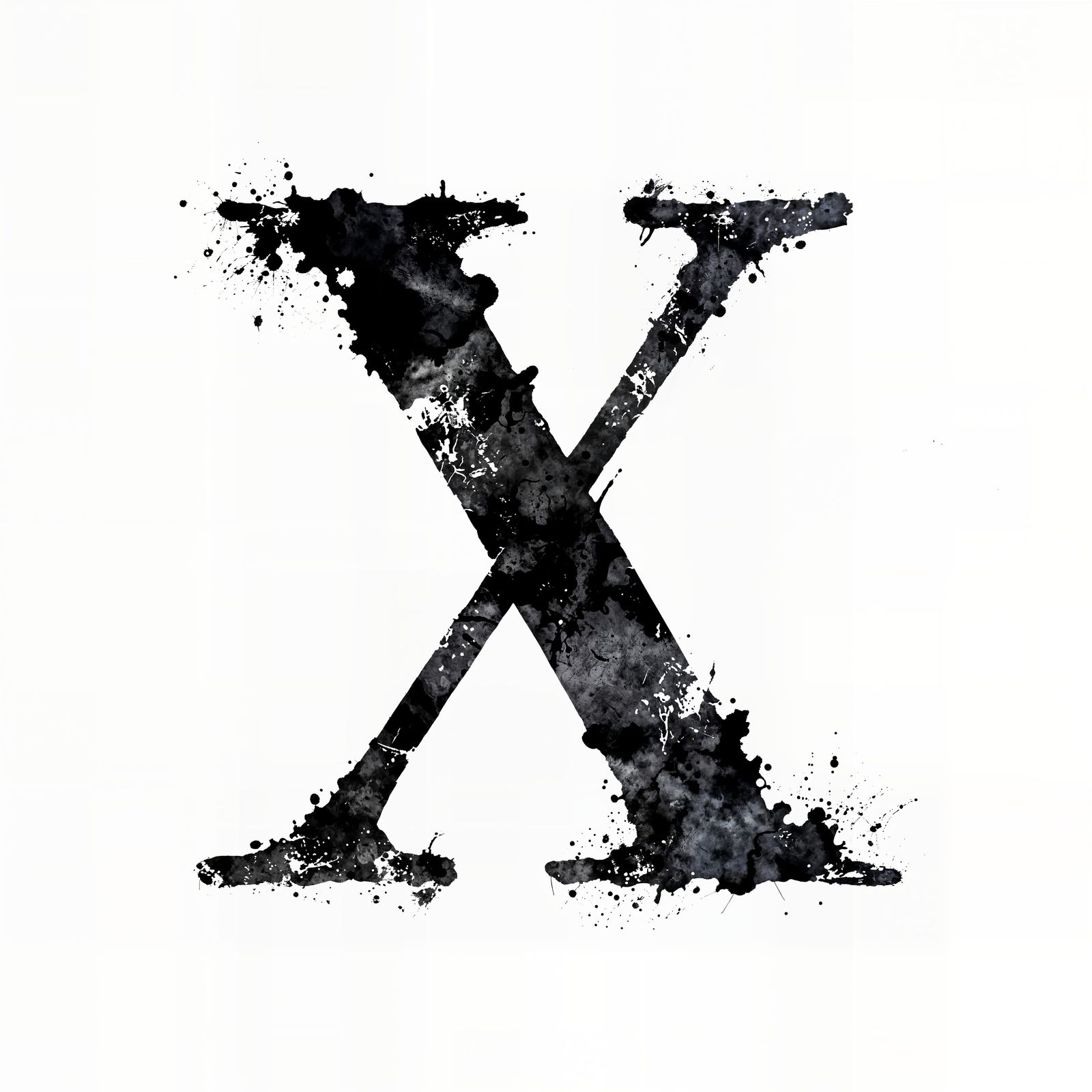 Chaotic Roman Numeral X Inkblot in Rorschach Style