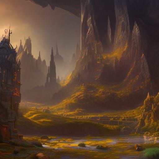 Fantastical Swamp: Detailed Matte Painting in Deep Color