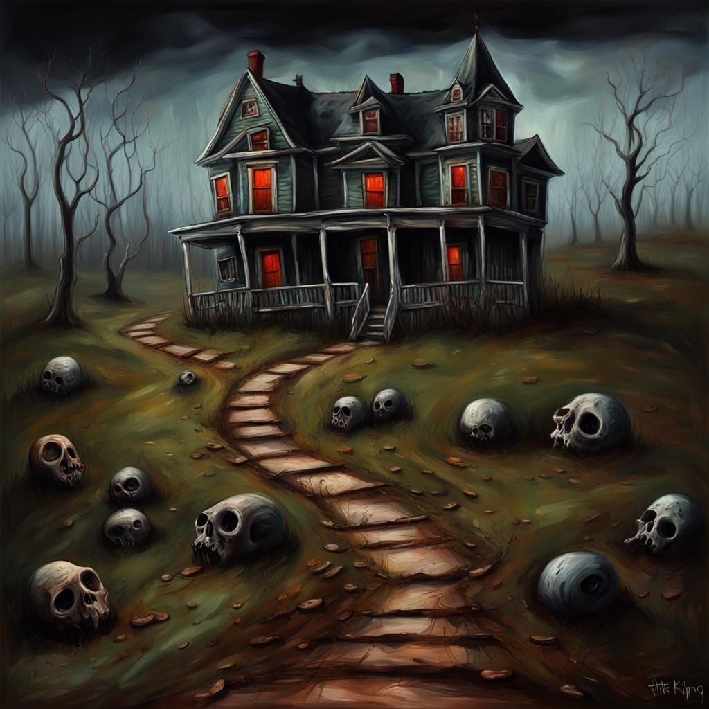 Melancholic Amusement Park on Dreary Hill, Burtonesque Art