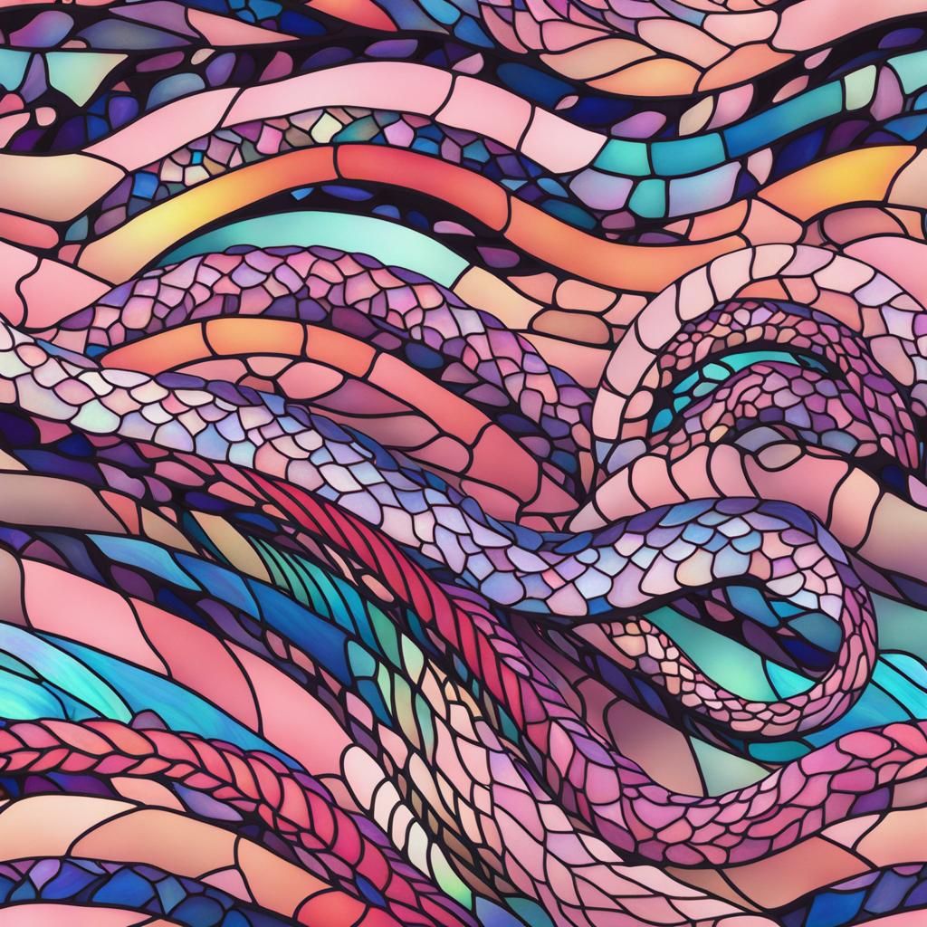Iridescent Snake in Rainbow Desert Stained Glass