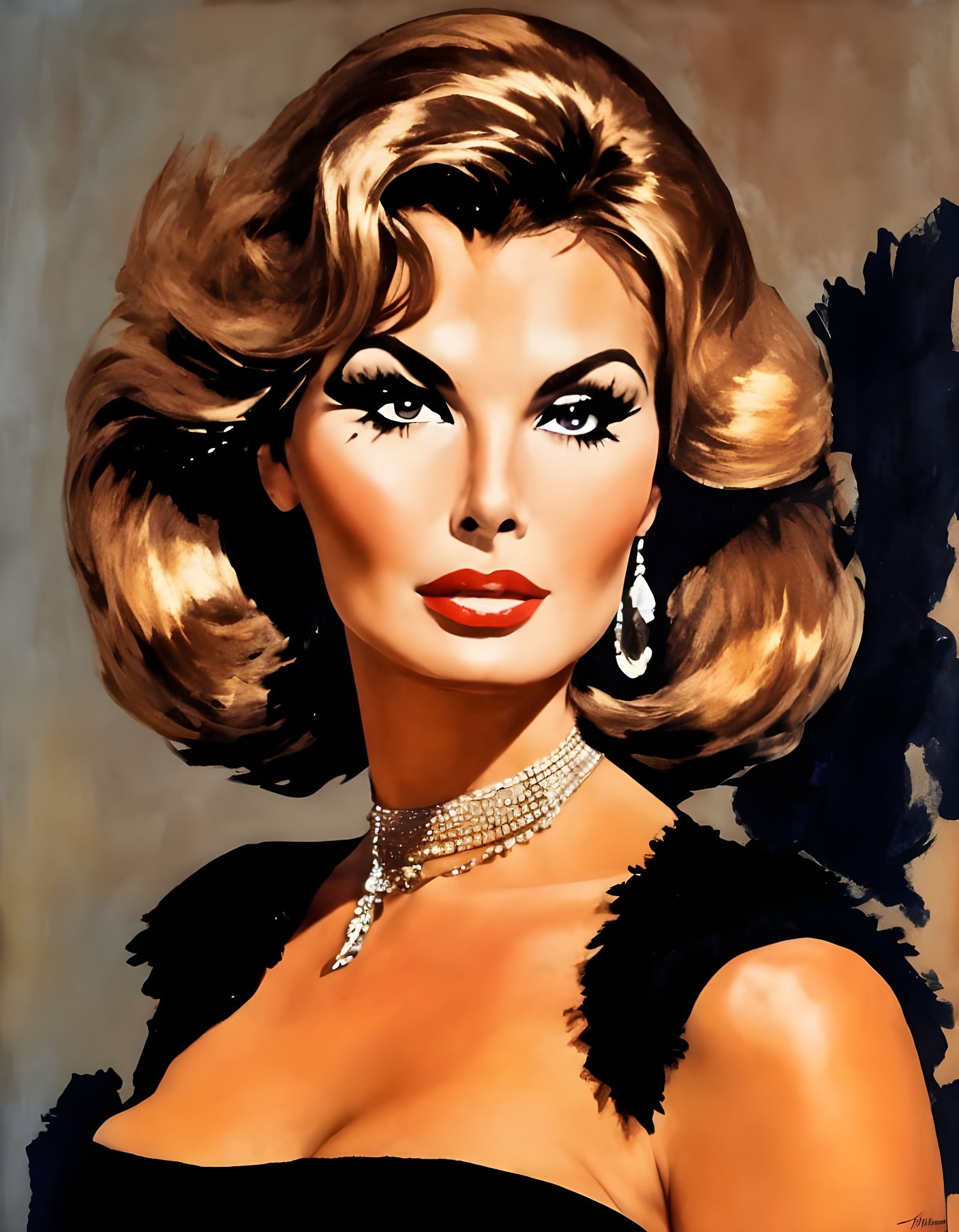 Elegant Raquel Welch in Pop Art Style