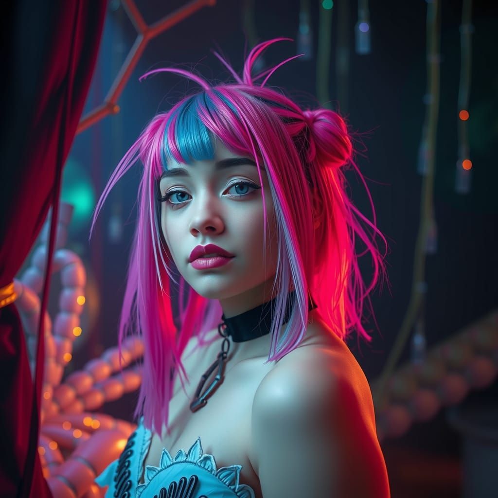 Vibrant Mystic with Chromatic Hair and Rattail